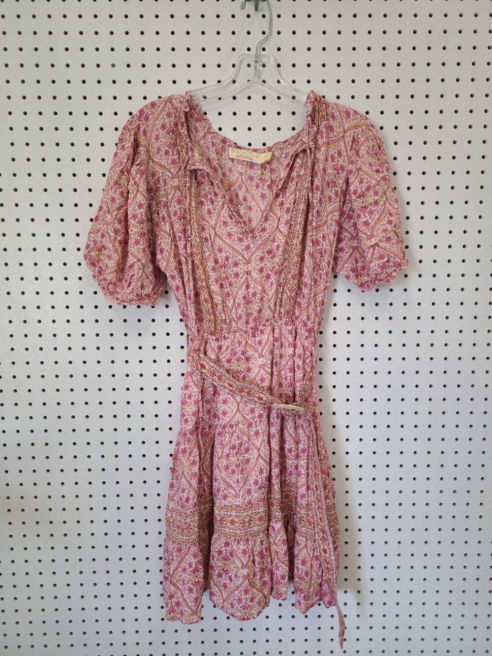 Beachgold Pink Floral Print Puff Sleeve Wrap Dress Size M